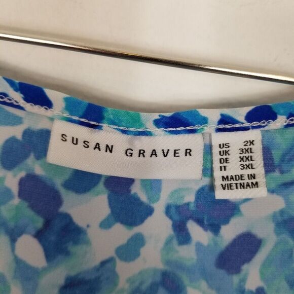 Susan Graver Women Plus Liquid Knit Sleeveless Midi Dress Sz 2X Blue Travel - Picture 7 of 8